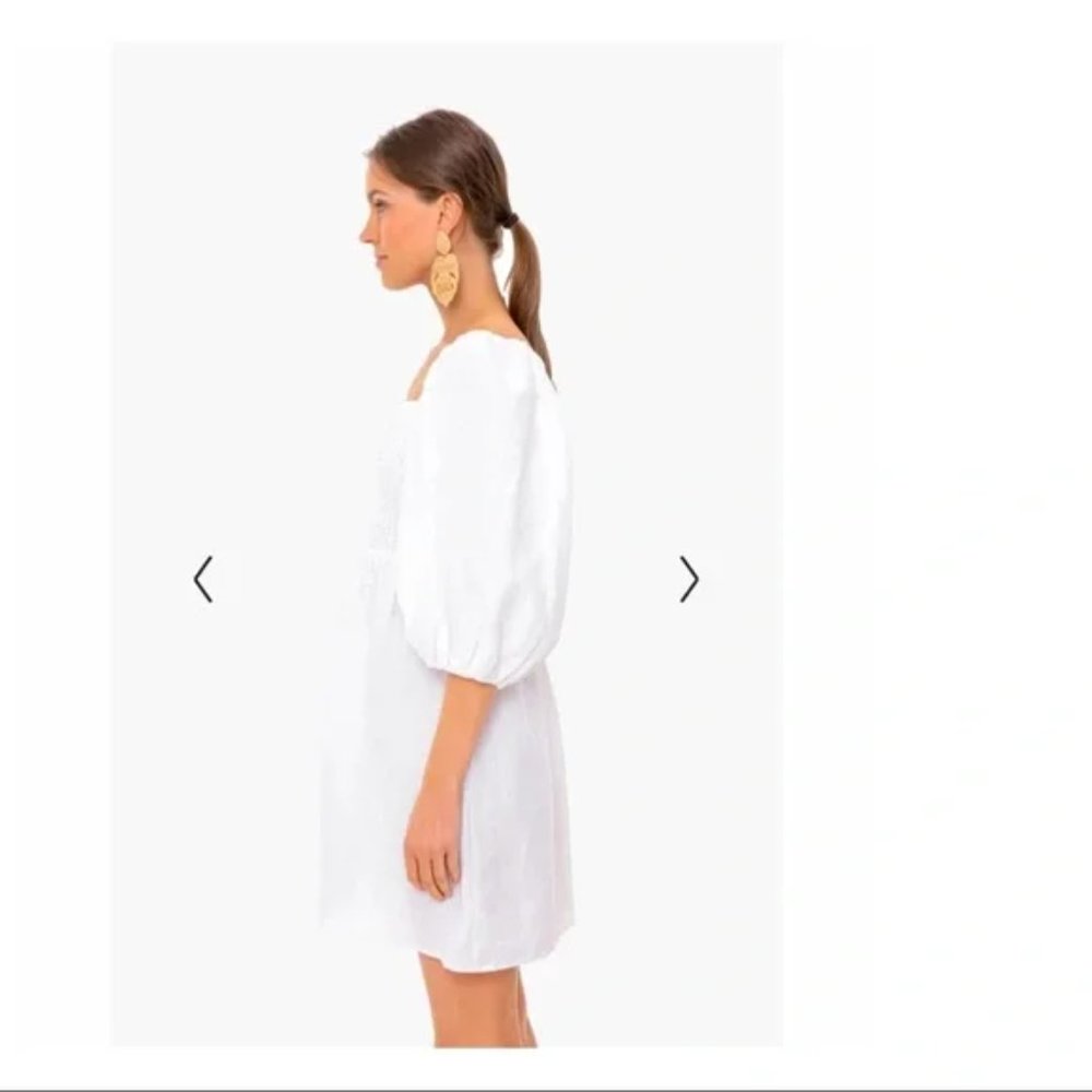Tuckernuck Smocked Dress 100% Linen Puff Sleeves White Small S, Large L NWOT New - Picture 5 of 14